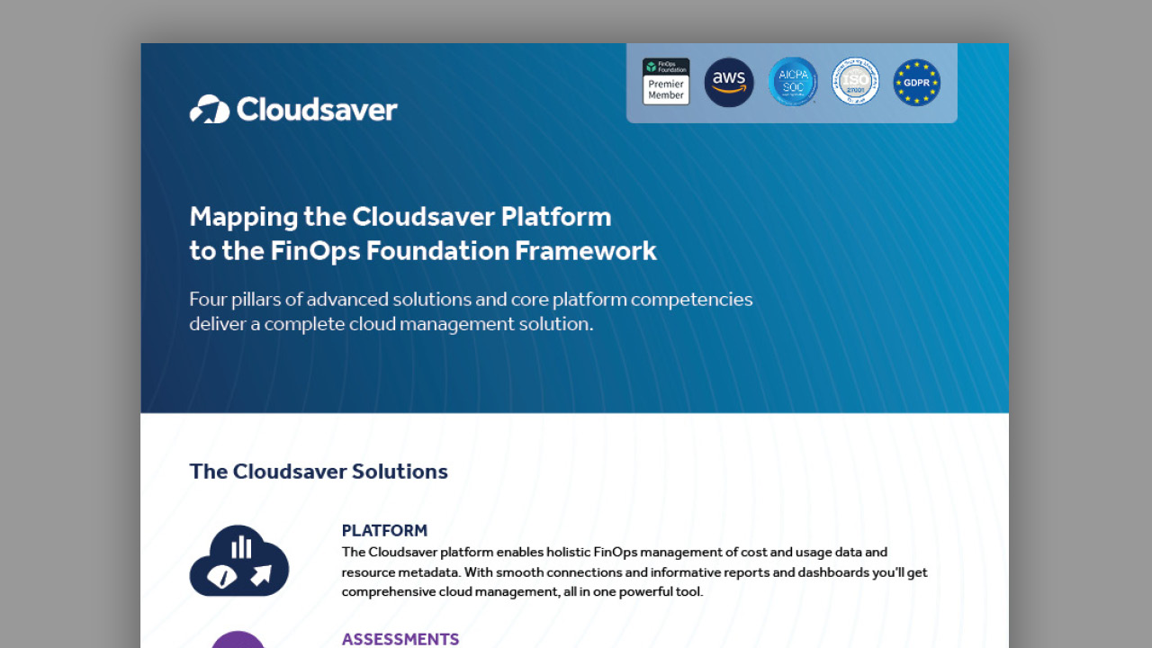 Mapping the Cloudsaver Platform to the FinOps Foundation Framework